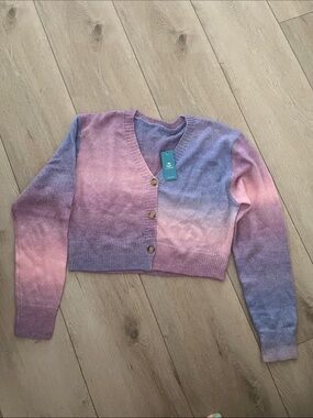 Cupshe Gradient Pastel V-Neck Cropped wSweater Cardigan